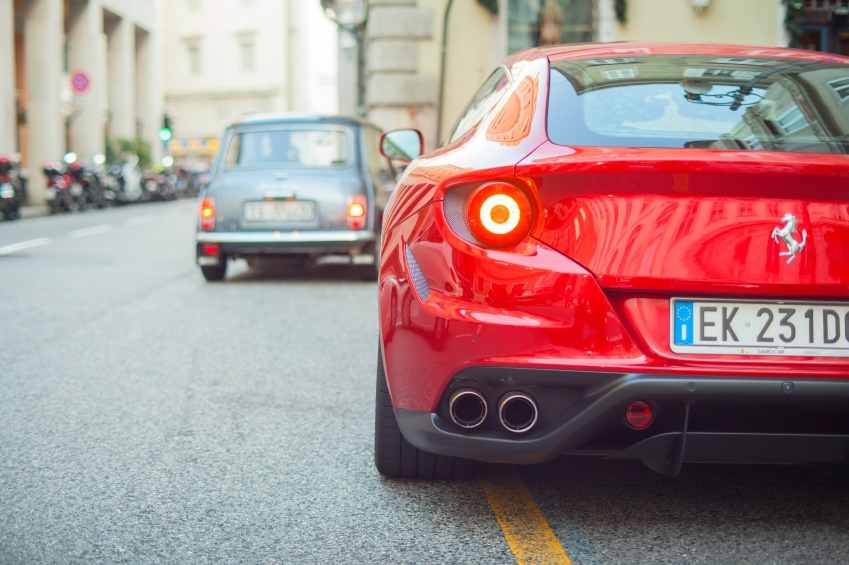 TRIESTE, ITALY - OCTOBER, 04: View of red Ferrari FF parked in Trieste on October 04, 2014