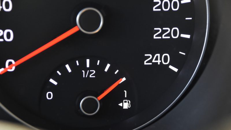 car fuel gauge indicating full