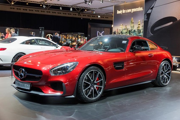 Amsterdam, The Netherlands - April 16, 2015: Mercedes-AMG GT sports car at the AutoRAI 2015.